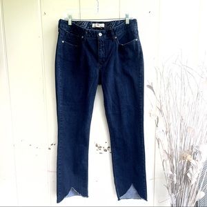Levi 525 Perfect Waist size 12 Short/Cropped Denim Jean Indigo Raw  V-Cut Ankle
